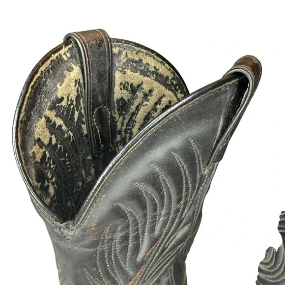 Laredo 2637 Burgundy Leather Western Cowboy Boots Gold Toe 9.5 EE Made In USA - Picture 9 of 12